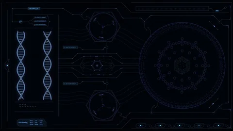 DNA hud interface blue Видео 77765561