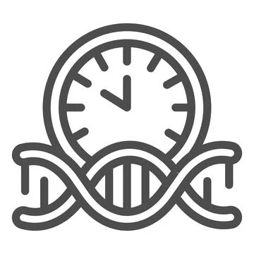 DNA human clock line icon, human health concept, dna with alarm clock sign on Illustrazione stock