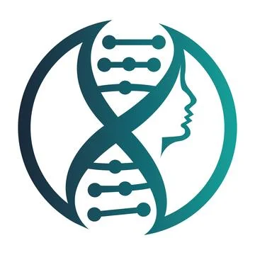 DNA Human Face Logo Template for Science Research and Health Vector Icon Stock Illustration