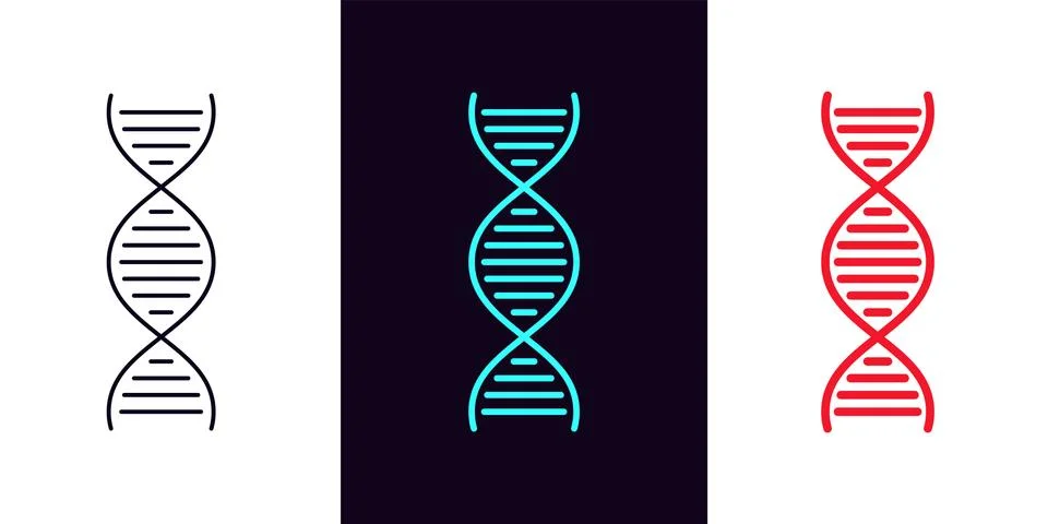 DNA icon with different stroke thickness, Helix. イラスト素材