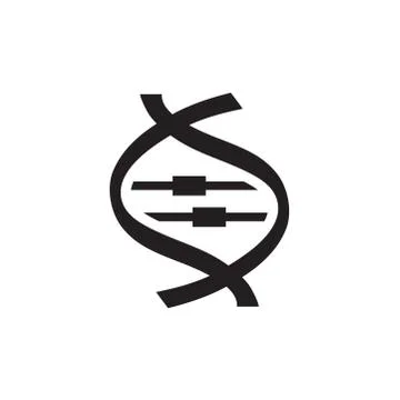 DNA Icon In Flat Style Vector Icon For Apps, UI, Websites. Black Icon Vector 스톡 일러스트