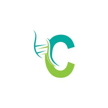 DNA icon logo with letter C template design Stock Illustration