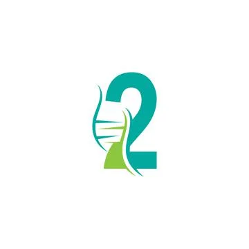 DNA icon logo with number 2 template design Stock Illustration