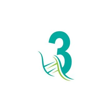 DNA icon logo with number 3 template design Stock Illustration