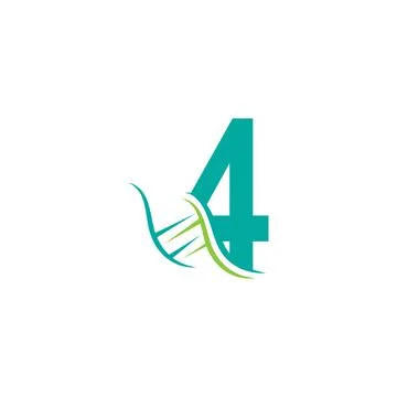 DNA icon logo with number 4 template design Stock Illustration