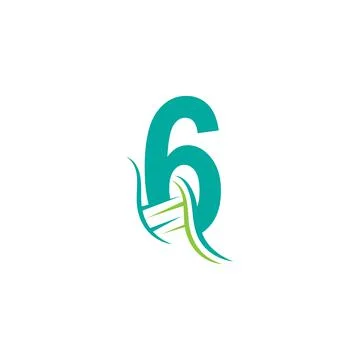 DNA icon logo with number 6 template design Illustrazione stock