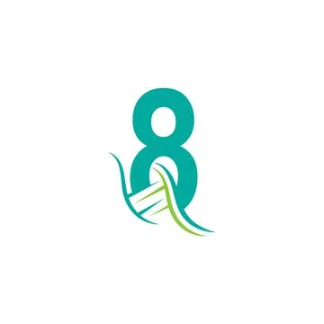 DNA icon logo with number 8 template design Stock Illustration