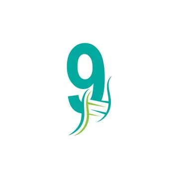 DNA icon logo with number 9 template design Stock Illustration