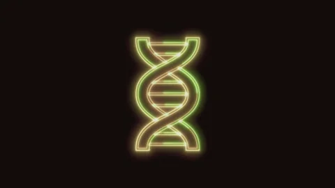 DNA Icon Neon Seamless Loop 4K (Black Background) Stock Footage 310357700