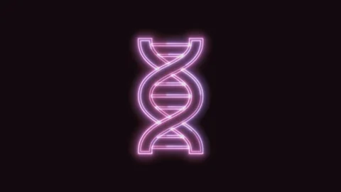 DNA Icon Neon Seamless Loop with Black Background 4K Stock Footage 311301595