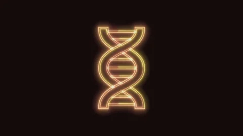 DNA Icon Neon Seamless Loop with Black Background 4K Stock Footage 311430153