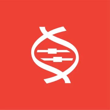 DNA Icon On Red Background. Red Flat Style Vector Illustration 스톡 일러스트
