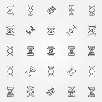DNA icons set - vector dna helix concept symbols イラスト素材