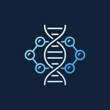 DNA inside Molecule vector colorful outline icon or logo Illustration