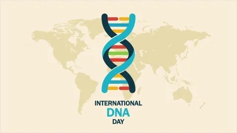 Dna iternational day world map Video stock 336812480