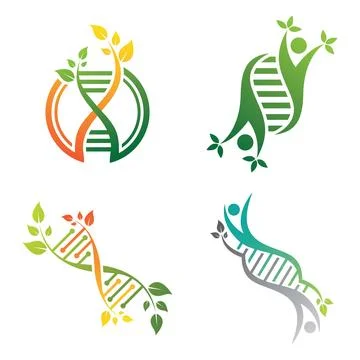 DNA With Leaf Logo Template 스톡 일러스트