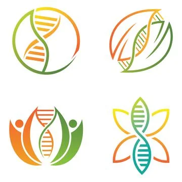 DNA With Leaf Logo Template Stock Illustration