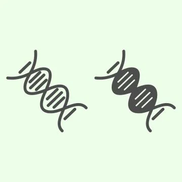 DNA line and solid icon. Deoxyribonucleic acid chain molecule with formula Illustrazione stock