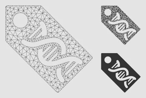 DNA Marker Vector Mesh Wire Frame Model and Triangle Mosaic Icon イラスト素材