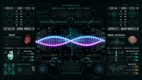 DNA medical HUD interface display Vidéo 172224445