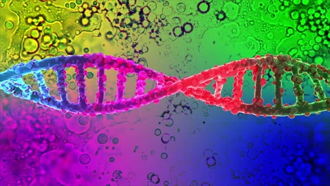DNA microscopic molecular sequence rotating Stock-Footage 184401253