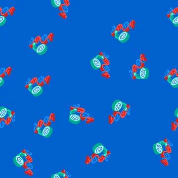 Dna molecular structure isometric icon seamless pattern Stock Illustration