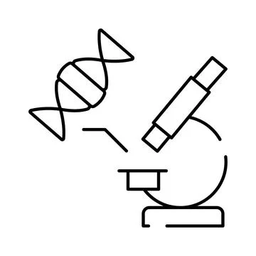 Dna molecule and microscope for genetic research Stock Illustration