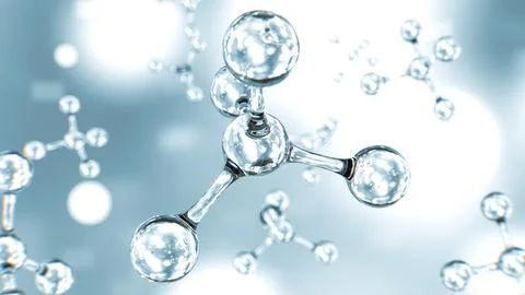 DNA molecule atom floating in the air with hero main in center. Stock Illustration