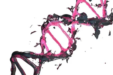 DNA molecule consists of the collapsing particles. Stock Illustration