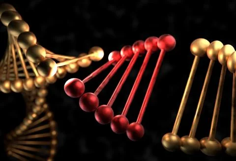The DNA molecule with defective gene 3d illustration Stock Illustration