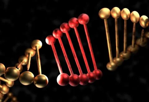 The DNA molecule with defective gene 3d illustration Stock Illustration
