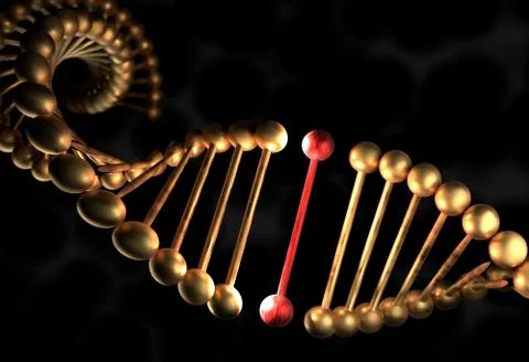 The DNA molecule with defective gene 3d illustration Stock Illustration