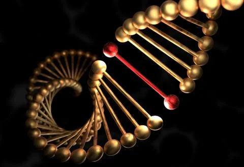 The DNA molecule with defective gene 3d illustration Stock Illustration