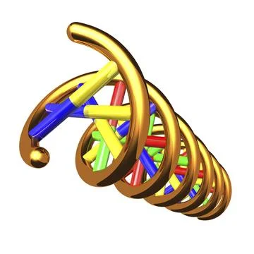 DNA molecule double helix 3D illustration isolated on white background Stock Illustration