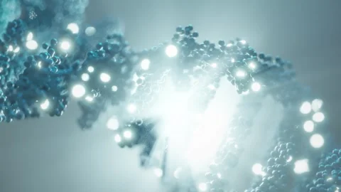 DNA molecule double helix chain glowing and rotating. Concept of biotechnology Video stock 281771867
