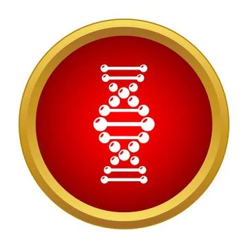 Dna molecule double helix structure inside red button Illustrazione stock