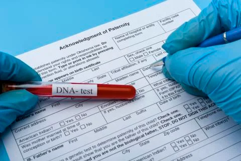 DNA molecule forming inside the vial in for blood analysis.3D rendering, conc Stock Photos