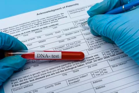 DNA molecule forming inside the vial in for blood analysis.3D rendering, conc Stock Photos