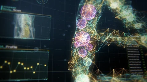 DNA molecule on futuristic interface for genome editing and genetic engineering. Stock Footage