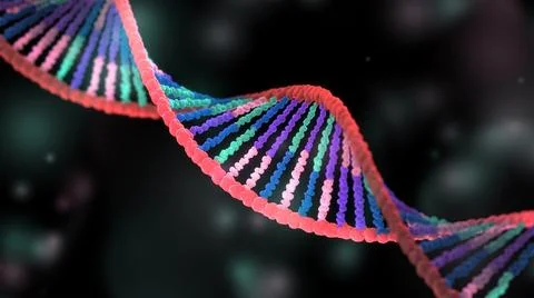 DNA molecule, helix, 3d illustration, colorful Stock Illustration