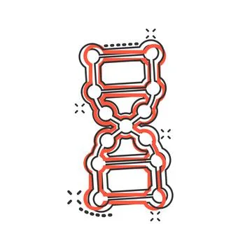 Dna molecule icon in comic style. Atom cartoon vector illustration on white i イラスト素材