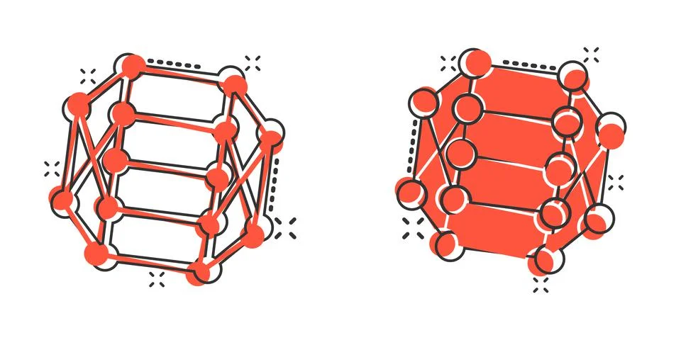 Dna molecule icon in comic style. Atom cartoon vector illustration on white i Illustrazione stock