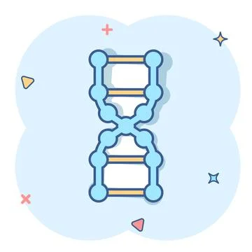 Dna molecule icon in comic style. Atom cartoon vector illustration on white i Stock Illustration