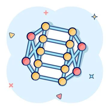 Dna molecule icon in comic style. Atom cartoon vector illustration on white i Stock Illustration