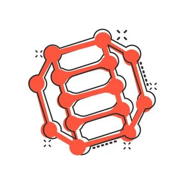 Dna molecule icon in comic style. Atom cartoon vector illustration on white.. イラスト素材