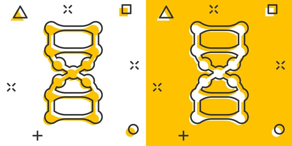 Dna molecule icon in comic style. Atom cartoon vector illustration on white.. イラスト素材