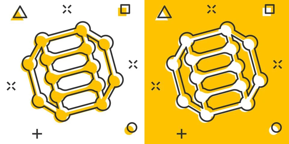 Dna molecule icon in comic style. Atom cartoon vector illustration on white.. イラスト素材