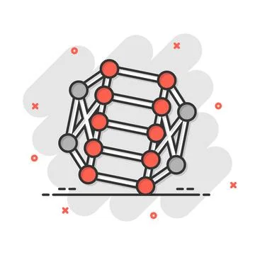 Dna molecule icon in comic style. Atom cartoon vector illustration on white.. イラスト素材