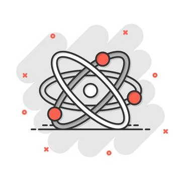 Dna molecule icon in comic style. Atom cartoon vector illustration on white.. 스톡 일러스트