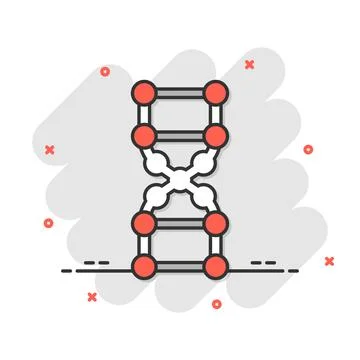 Dna molecule icon in comic style. Atom cartoon vector illustration on white.. イラスト素材